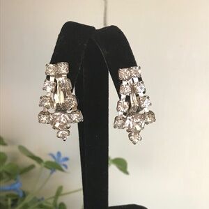 Vintage Rhinestone Clip On Earrings